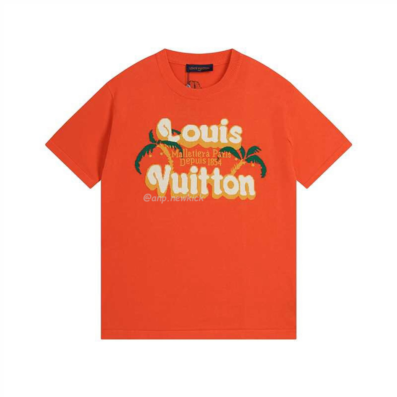 Louis Vuitton Short Sleeved Cotton Crewneck Orange Fw24 (1) - newkick.vip